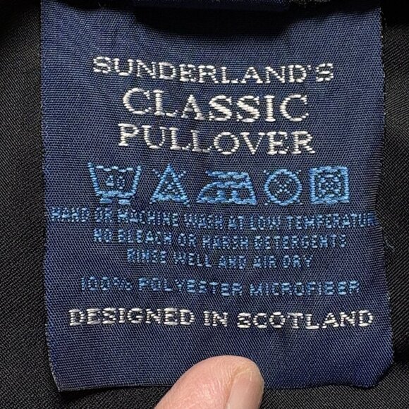 SUNDERLAND SCOTLAND Men Pullover Windbreaker Sweatshirt V Neck Sz L Black 23-18 - Picture 8 of 11